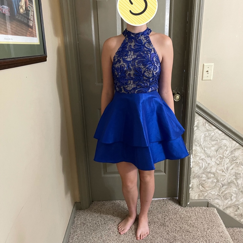 Blue cocktail dress with sequins